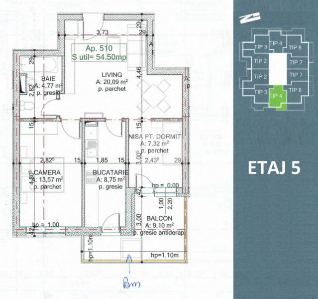 Apartament | 3 camere | 55 mp | etaj 5 | terasa 9 mp | zona Lidl Frunzisului ! 